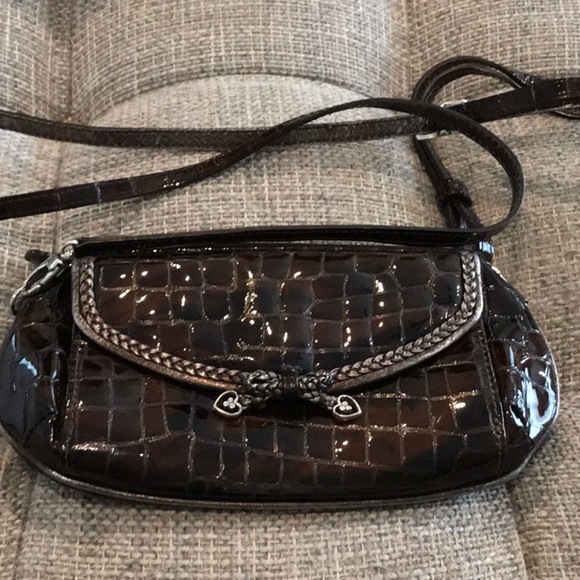 Rare Brighton Elegant Brown Crocodile-Embossed Women's Bag - Picture 1 of 10